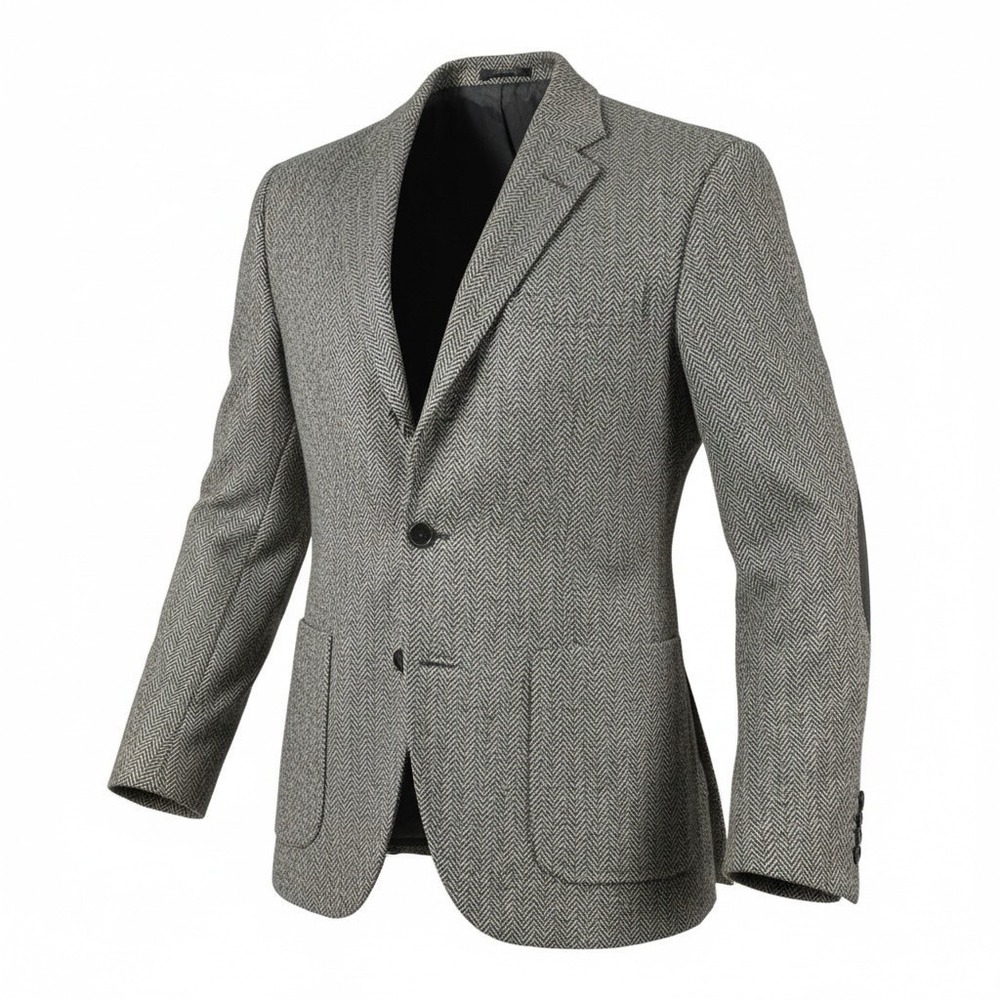 JOE JOSEPH ABBOUD Blazer Mens 40 Short Gray Herringbone Wool Sport Coat